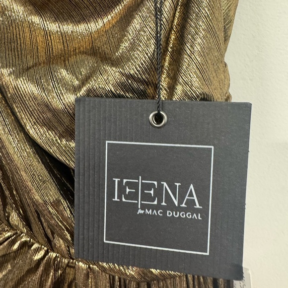 Mac Duggal Gold Asymmetrical Ruched Cocktail Gown - Picture 4 of 6